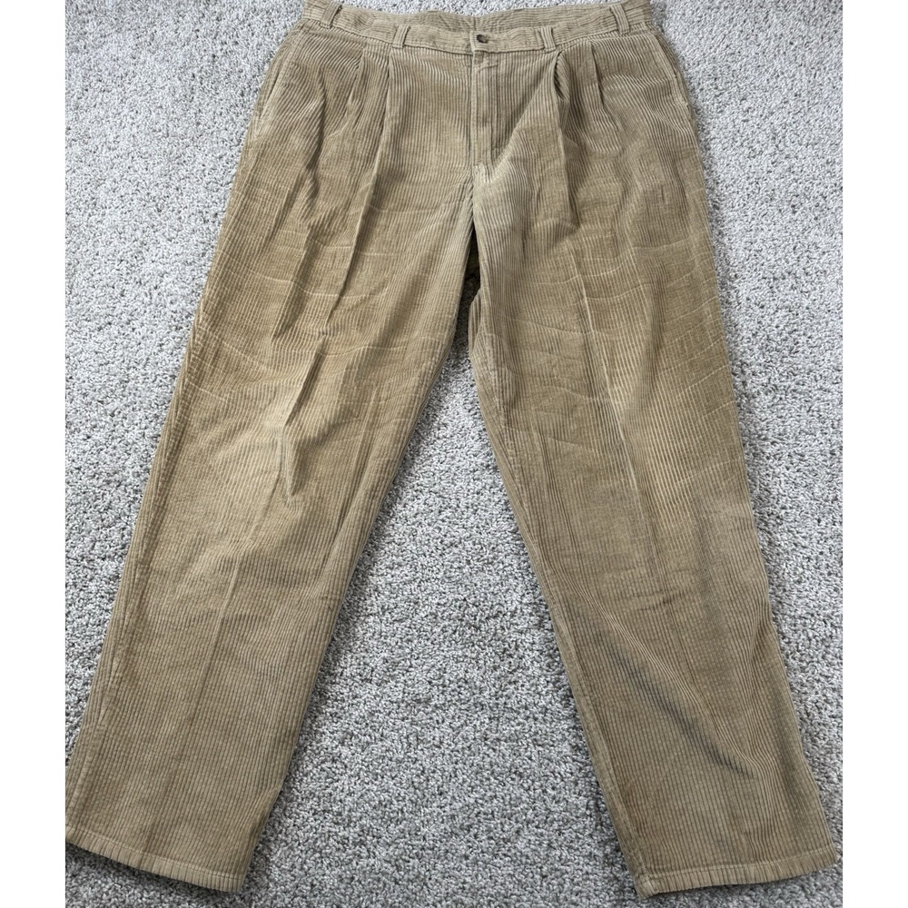 LL‎ Bean Vintage Mens Corduroy Pants Beige Thick Casual Measures 37x32 Read